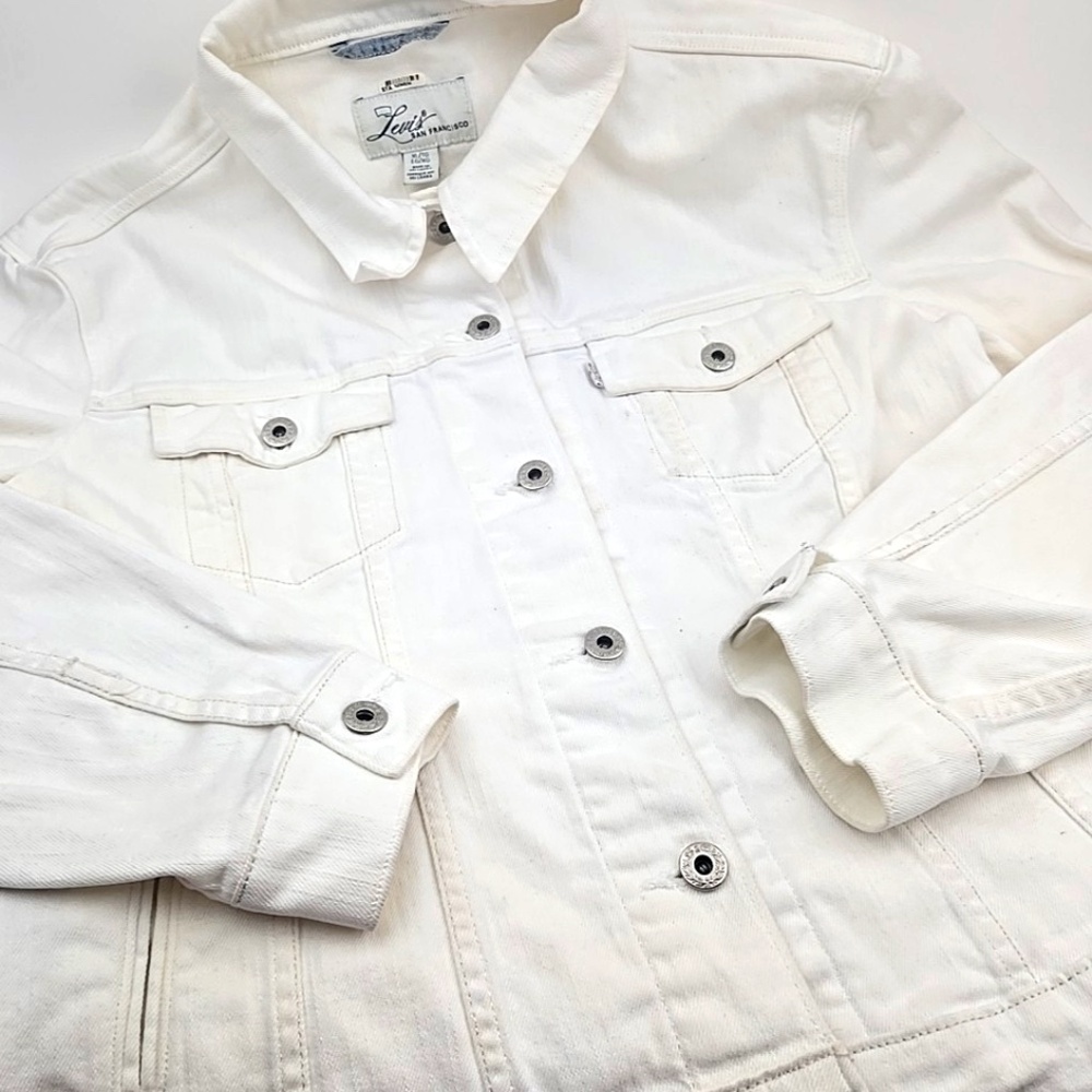 Levi's San Francisco Denim Jean Jacket Size XL Women Trucker Jacket White Pocket